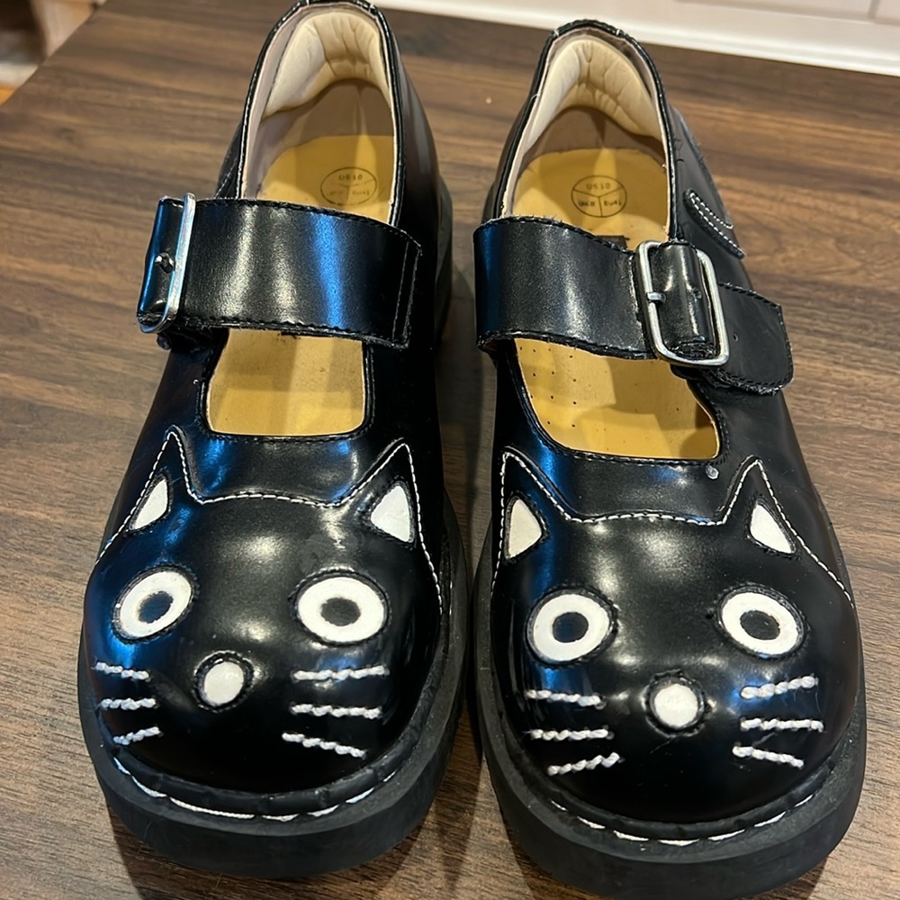 T.U.K AnArchic Mary Jane kitty cat shoes, size 10